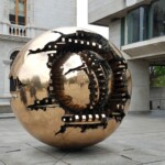 One of several "Sfera con sfera", by Arnaldo Pomodoro